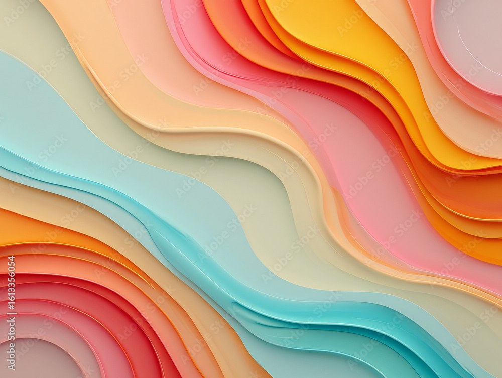 Aufkleber soft pastel colorful abstract waves create a gentle and flowing background