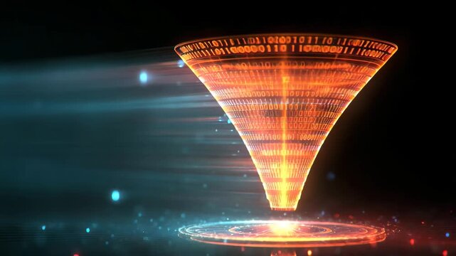 Digital Data Funnel: Abstract Glowing Technology Loop