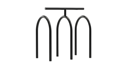 Minimalist Metal Sculpture Featuring Three Arches Supporting a Horizontal Bar