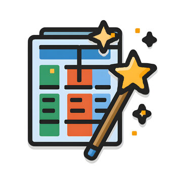 Website design concept with magic wand, isolated on transparent background
