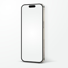 Realistic smartphone mockup. Mobile phone vector with isolated on white background. Device front view. 3D mobile phone with shadow. Realistic, high quality smart phone mockup for ui ux presentation.