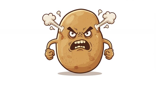 Angry potato cartoon illustration