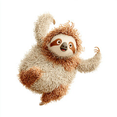 Fototapeta premium Cute animated sloth character with fluffy fur and playful expression in a whimsical design