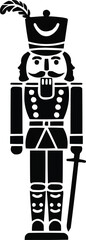 Vector silhouette of nutcracker soldier standing upright with sword and plume © Nila
