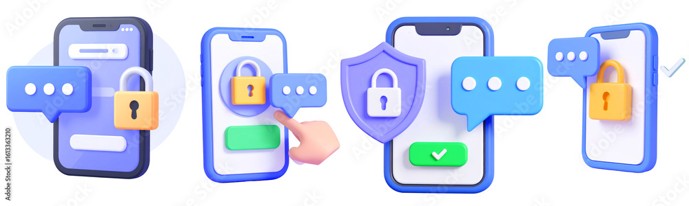 Poster mobile phone lock security chat privacy shield protection message authentication verification secure