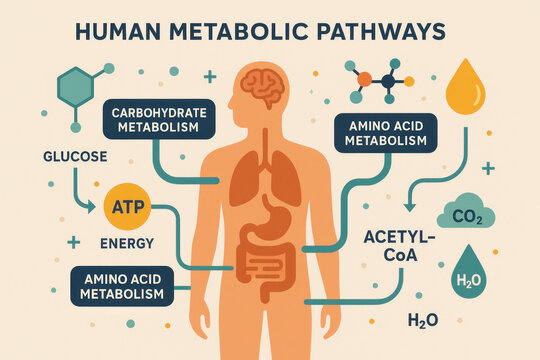 Human Metabolic Pathways Illustration