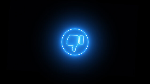 Thumbs down dislike icon for social media apps Neon circle dislike icon. Dislike icon.
