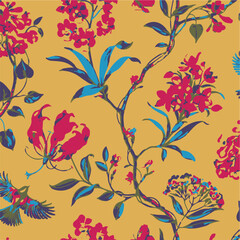 abstract, vector, monochrome, big flowers, all over textiles design, illustration digital image can be used for wrapping paper