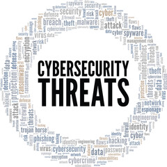 Cybersecurity Threats word cloud conceptual design isolated on white background.