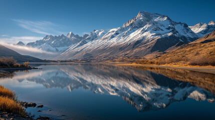 Fototapeta premium Scenic Landscape of Mountains, Rivers, and Lakes