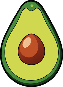 green avocado cut open with seed clip art preview