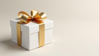 Elegant white square gift box mockup, open & closed, gold wrapping , paper, holiday, top view