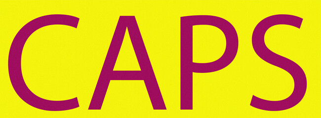 Bold magenta caps text on yellow isolated on transparent background