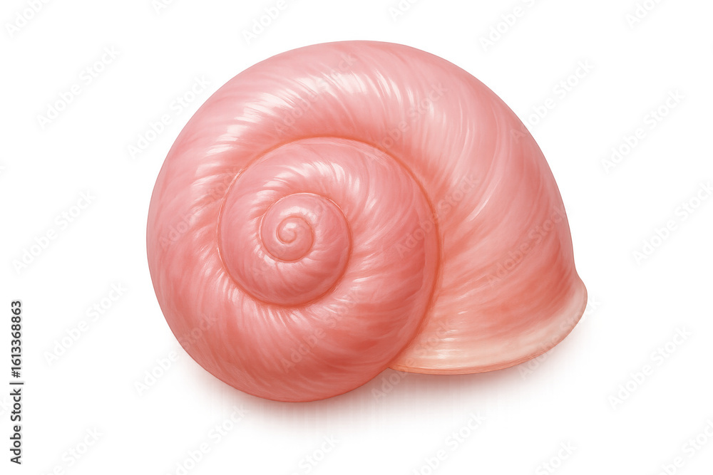 Poster pink seashell displaying intricate spiral pattern, isolated on transparent background, highlighting 