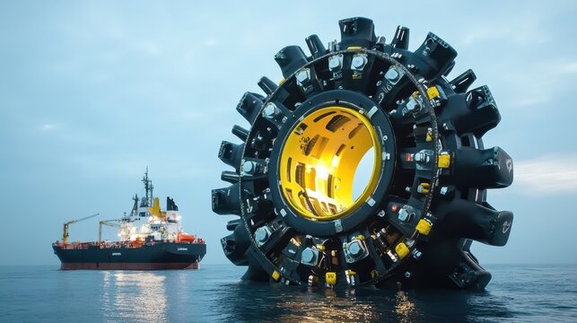 Advanced Underwater Technology Featuring Oceanic Vessel and Equipment