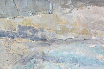 Canvas picture fragment. Abstract oil painted pastel art background. Abstract colorful brush strokes as a background