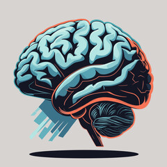 Abstract illustration of a human brain in vibrant colors and style  