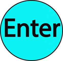 Cyan circle with enter text isolated on transparent background