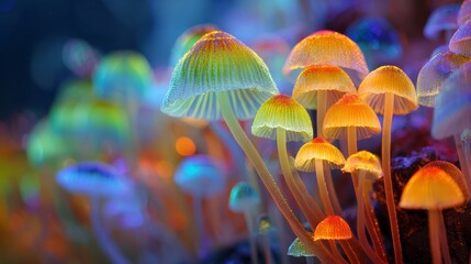 Magic Mushrooms, bunte halluzinogene Pilze, Generative AI