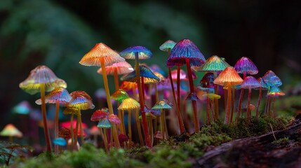 Magic Mushrooms, bunte halluzinogene Pilze, Generative AI