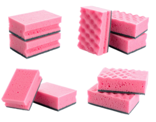 set of pink sponge
