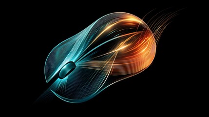 Obraz premium Abstract Glowing Computer Mouse on Black Background