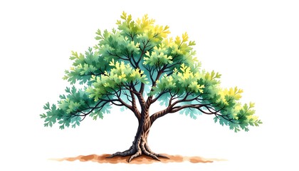 Fototapeta premium a vibrant tree with lush green foliage, set against a backdrop