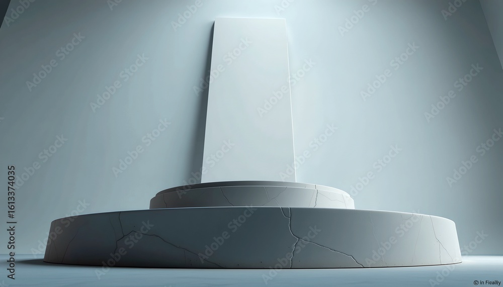 Poster an elegant and modern stage or platform, a pristine display setup with minimalist aesthetic