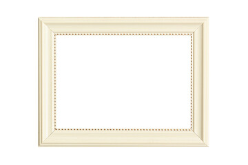 Light wooden rectangular picture frame isolated on a white background