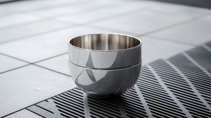 Modern Metallic Bowl with Artistic Design on Textured Background