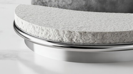Modern Minimalist Design with Circular Stone and Metal Base Detail
