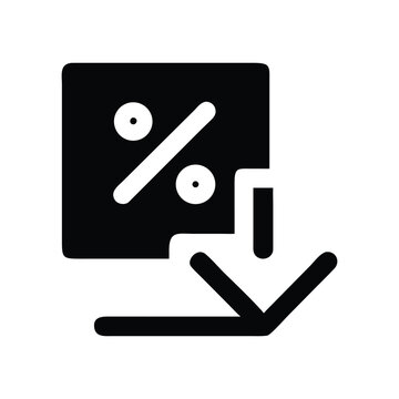 Discount rate down arrow illustration for financial decrease concept