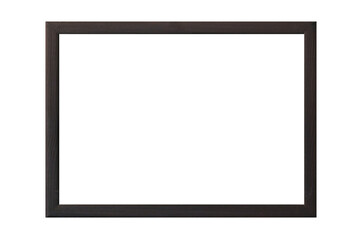 Dark brown wooden rectangular picture frame isolated on a white background