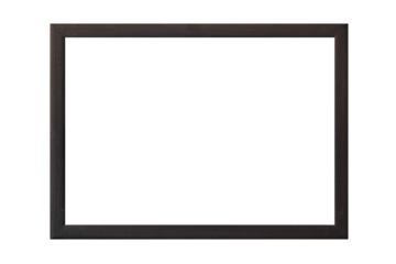 Dark brown wooden rectangular picture frame isolated on a white background