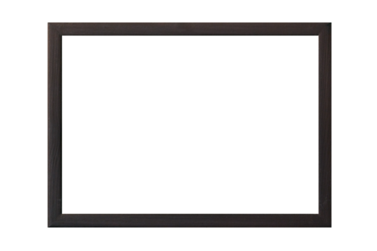 Dark brown wooden rectangular picture frame isolated on a white background