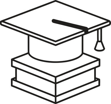 recommend clip art: Black and white outline icon of a graduation cap on a pedestal academic cap mortarboard