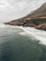 Aerial View of Camps Bay, Cape Town at Sunset with Mountain Backdrop