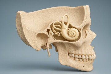 Human Skull with Inner Ear Anatomy - Illustration
