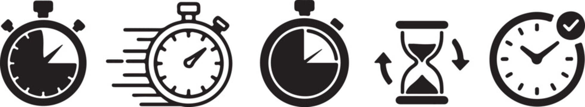 Time management clock stopwatch, hourglass