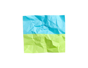 crumpled note on white background