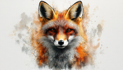 Fototapeta premium beauty and cunning, painting of a fox in watercolor style