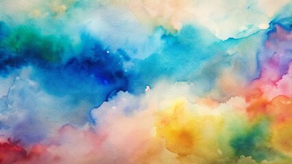 Abstract watercolor wash with blended hues of blue green yellow pink and purple background