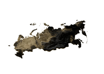 Russia Map Golden Metallic Texture Map Gold Reserves And Gold Mining Concept 3D Illustration