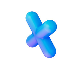 A sleek multiplication symbol with a smooth, matte blue finish and soft lighting. 3d illustration