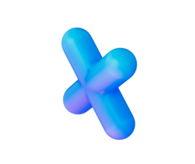 A sleek multiplication symbol with a smooth, matte blue finish and soft lighting. 3d illustration