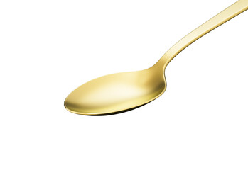 A close-up of a golden spoon with a smooth, polished surface, perfect for dining. 3d illustration