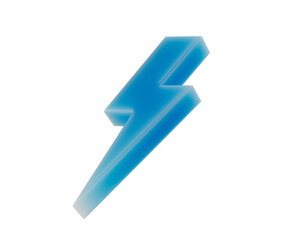 Fototapeta premium A glowing blue 3D lightning bolt icon with a sleek, modern and electrifying look. 3d illustration