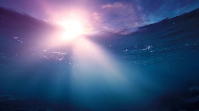Tranquil Ocean View from Below with Glowing Sunlight