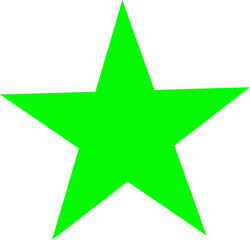 Vibrant green five pointed star shape isolated on transparent background