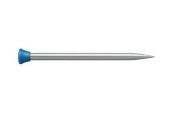 Blue-headed sewing pin resting horizontally on clear surface, complementing crafting and garment design workflows